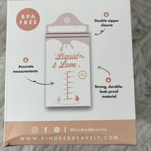 Kindred Bravely Breast Milk Storage Bags BPA Free Pre-Sterilized 6 OZ 100 Count - Picture 5 of 9